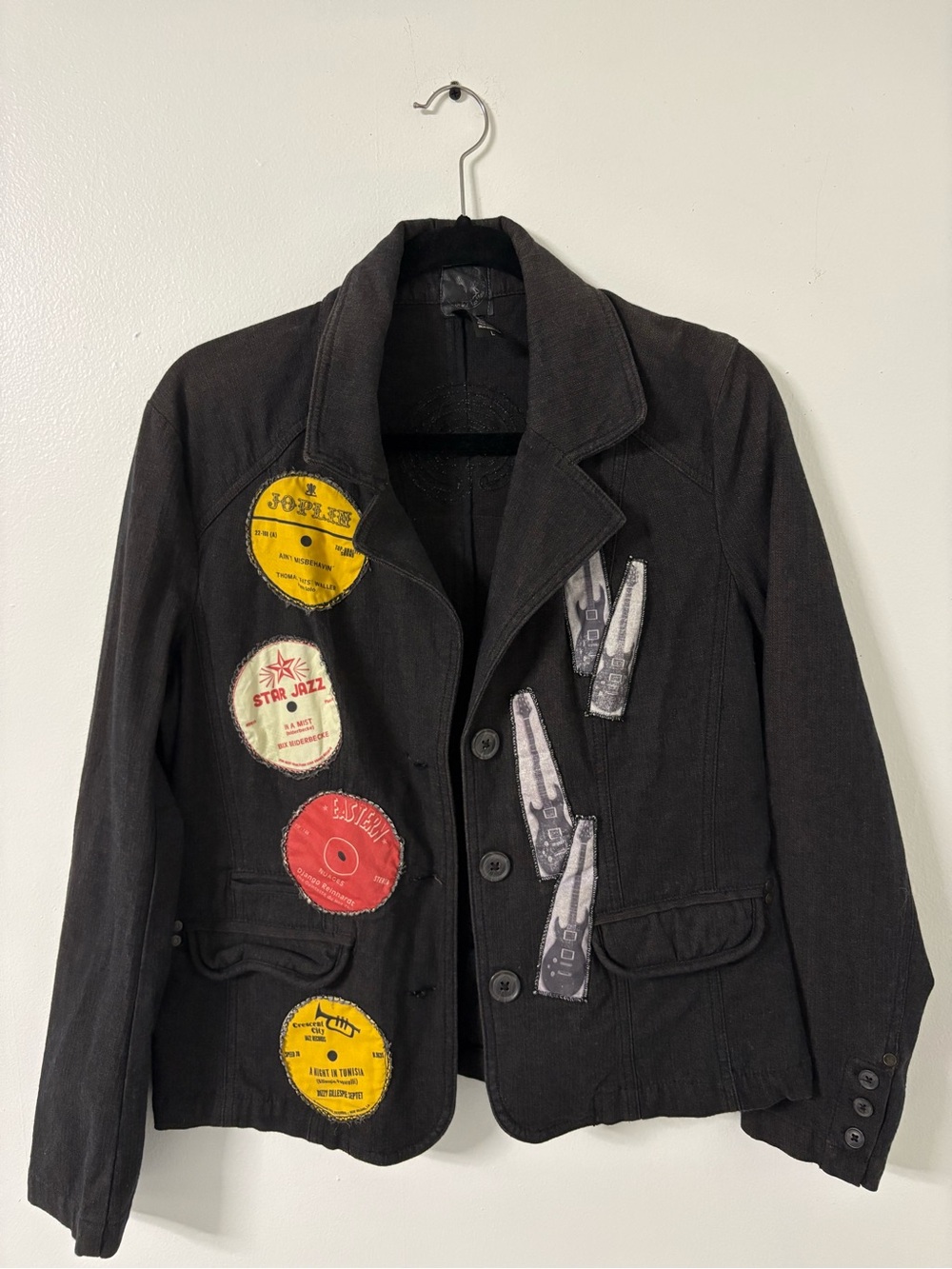 Women’s Black Patchwork Casual Blazer Jacket